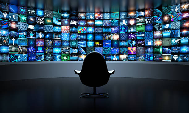 Digital Media concept Wall of screens smart TV
